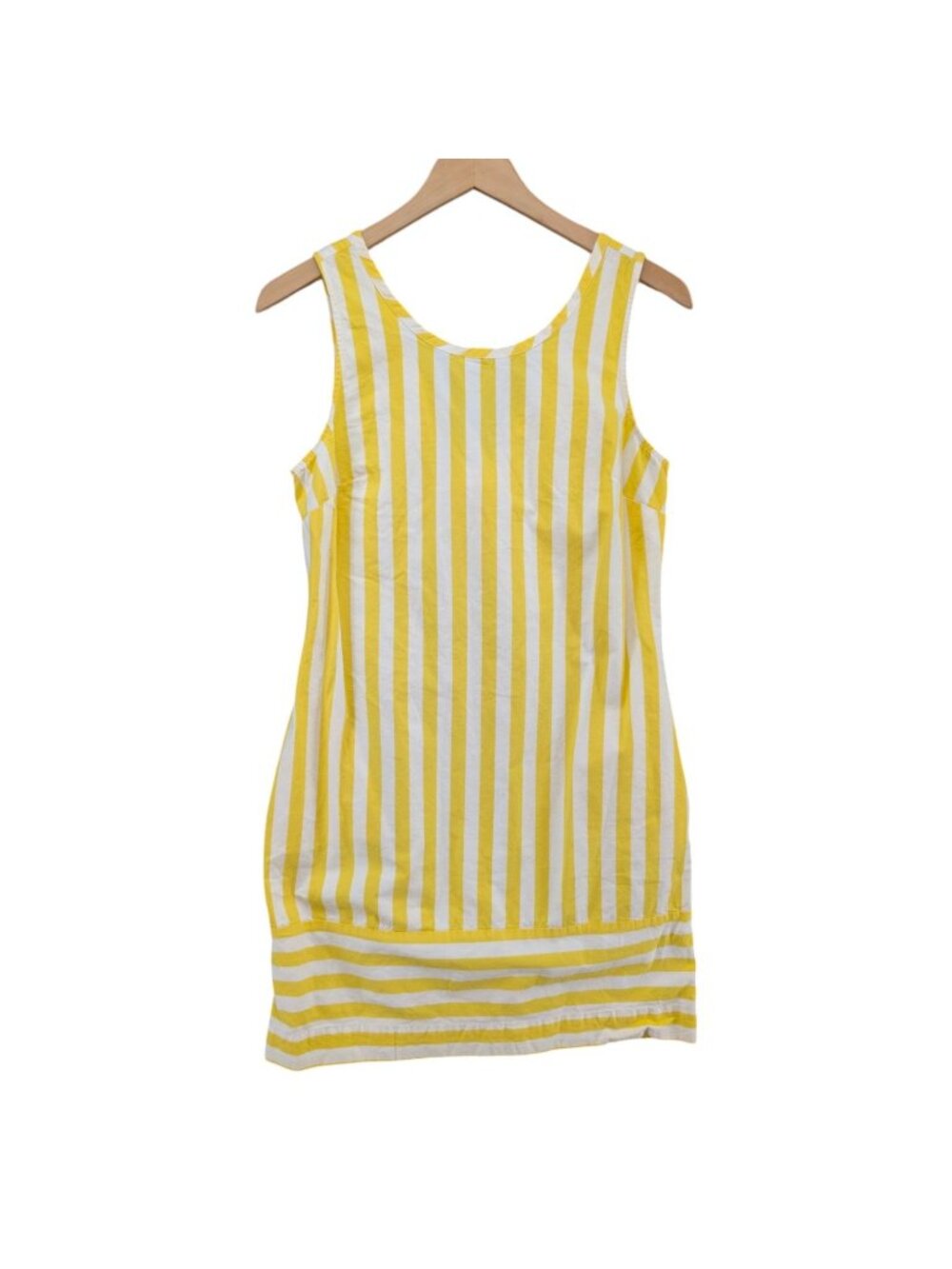 Yellow and White Striped Sleeveless Dress